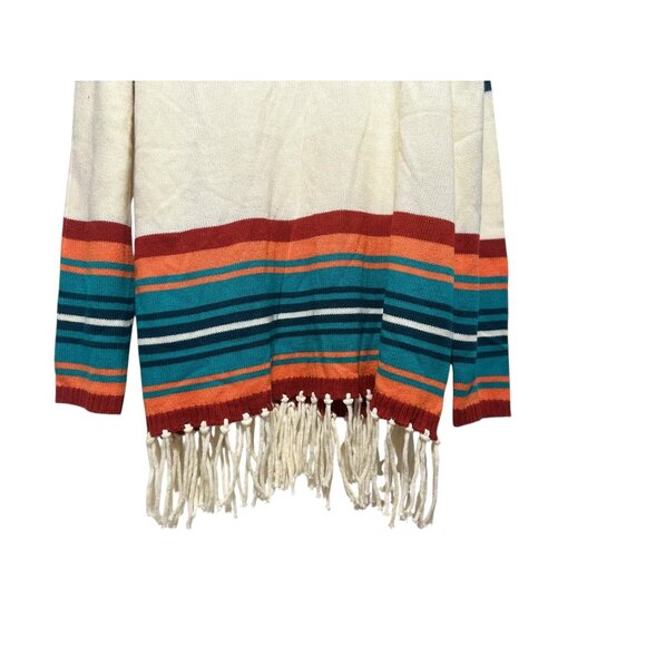 Panhandle Aztec Stripes Fringe Sweater Women XL Cowl Neck Western Bohemian Rodeo - Picture 10 of 15